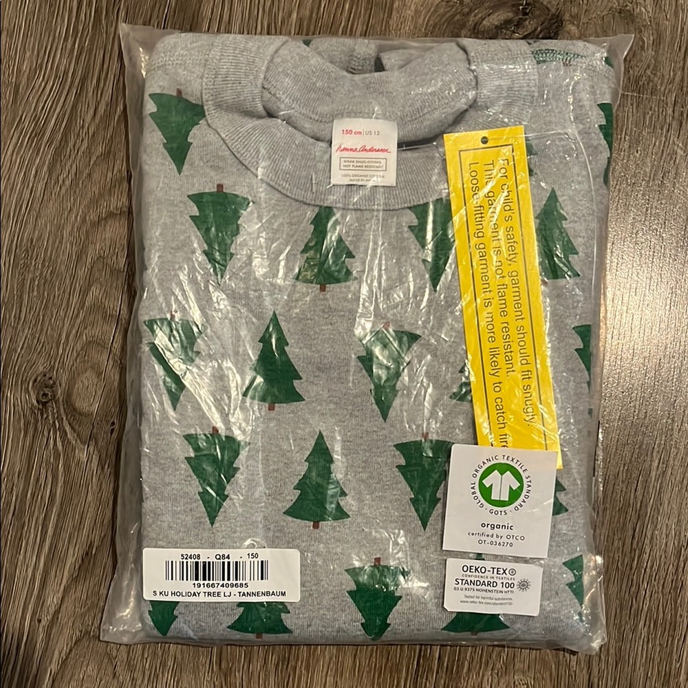 Gray Sweatshirt with Green Tree Print